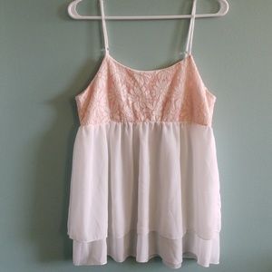 Pink and white floral tank top